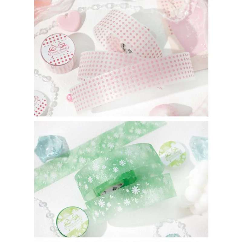 PET Brushed Star Flash Cream Clouds Series Stickers for Journaling Scrapbooking DIY Decor Ins Style Glitter Washi Tape 2m X 30mm