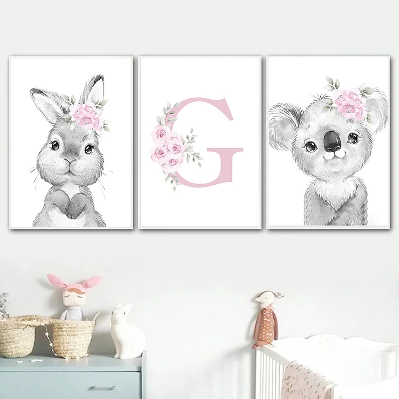 Personalized Animal Nursery Wall Art - Canvas Paintings