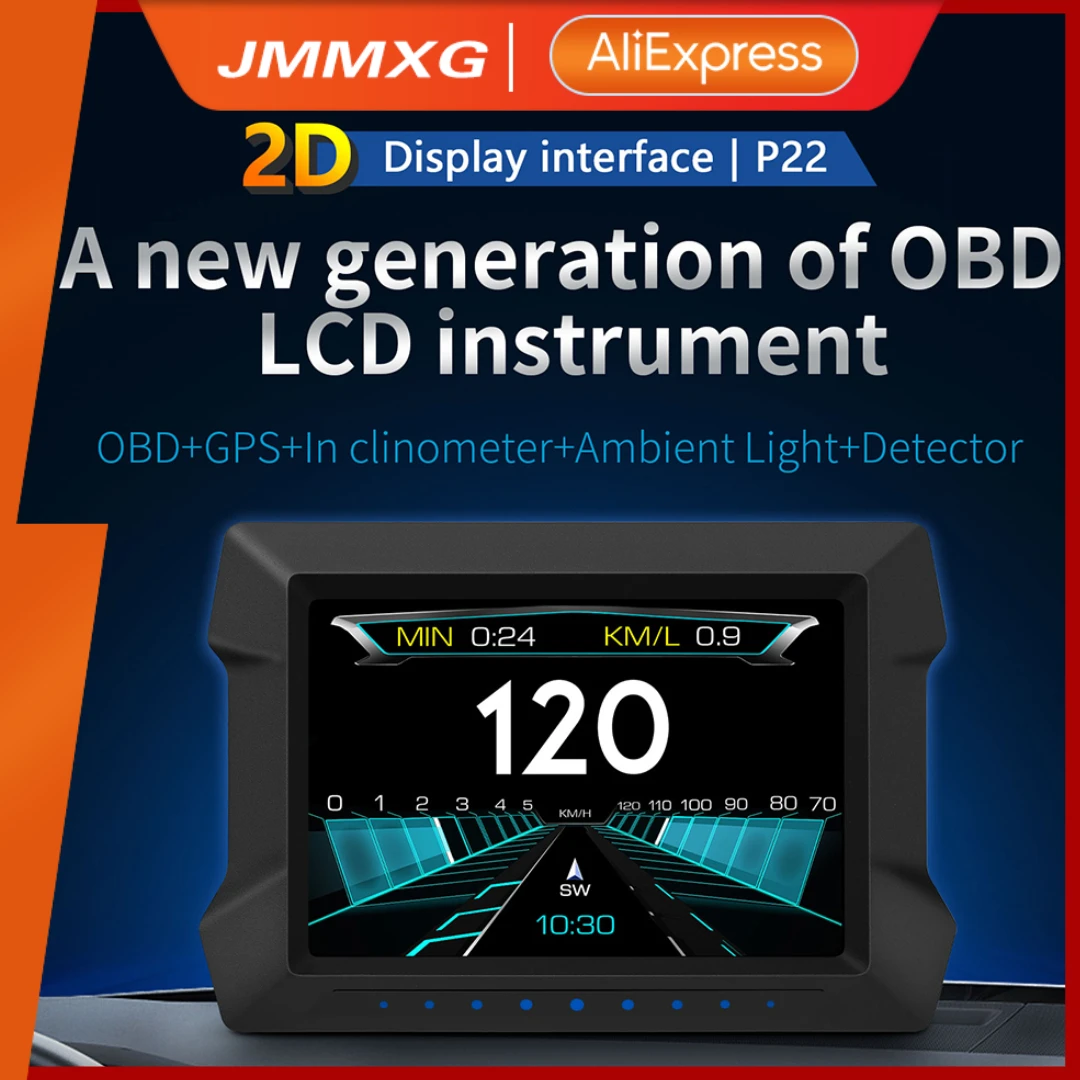 

JMMXG Car Hud Head Up Display OBD2 GPS Dual System Head-Up Display Speedometer Inclinometro With Overspeed Alarm&OBD Diagnostic