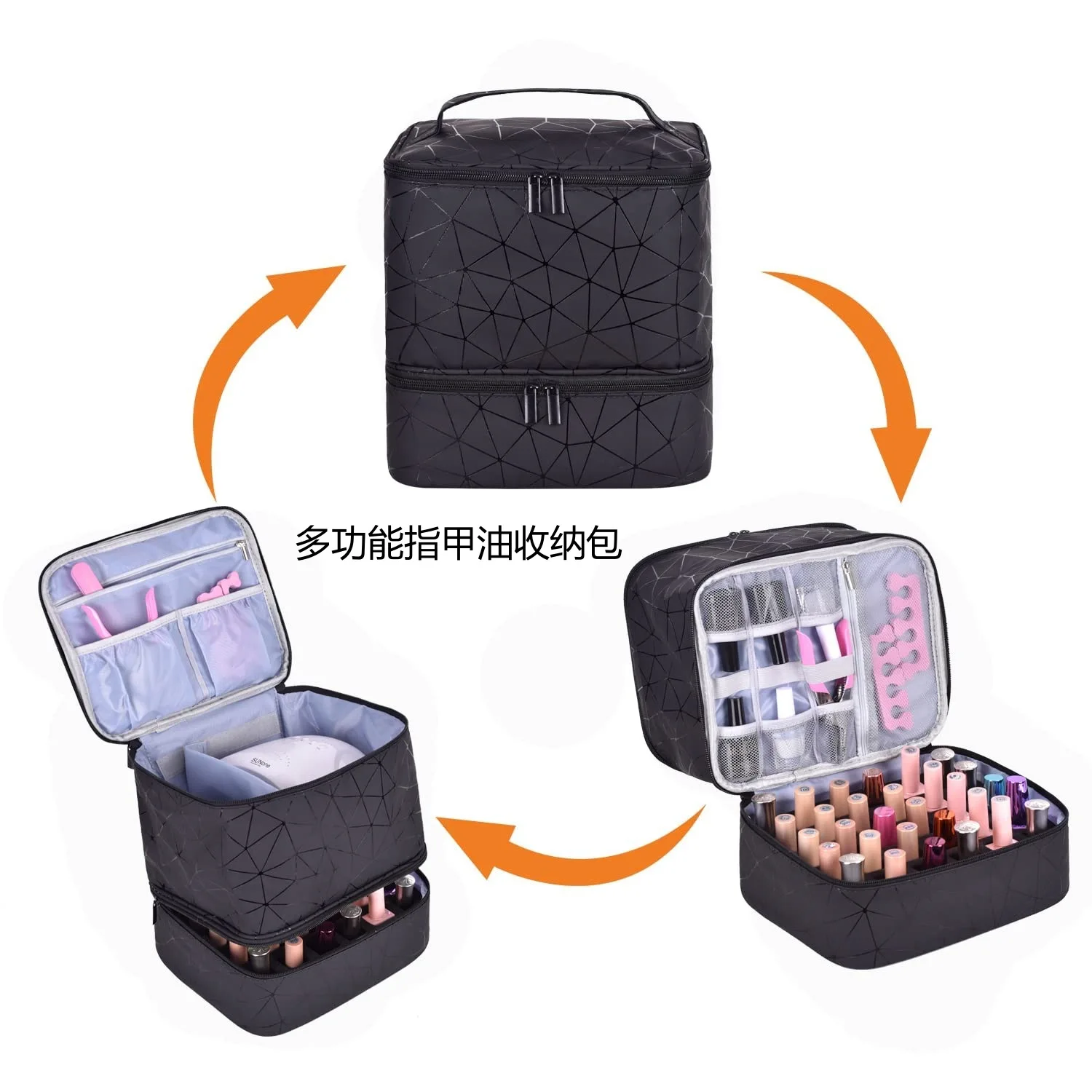 30 Bottles Nail Polish Storage Bag Portable Cosmetic Large Handbag Organizer with Handle for Travel 2 Layer Essential Oil Bag storage bag makeup organizer cosmetic bag cosmetic storage bag toiletry bag makeup bag cosmetic case