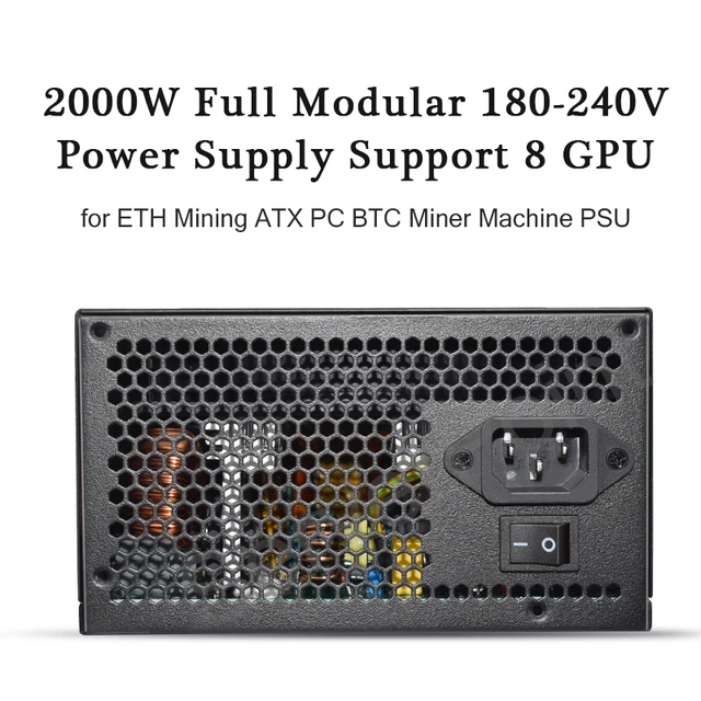 SENLIFANG Brand New Completa del Modulo 2000W Mining Supporto di Alimentazione 8 GPU 160V-240V, ECC RVN PC ATX PSU Per BTC Minatore Macchina 6
