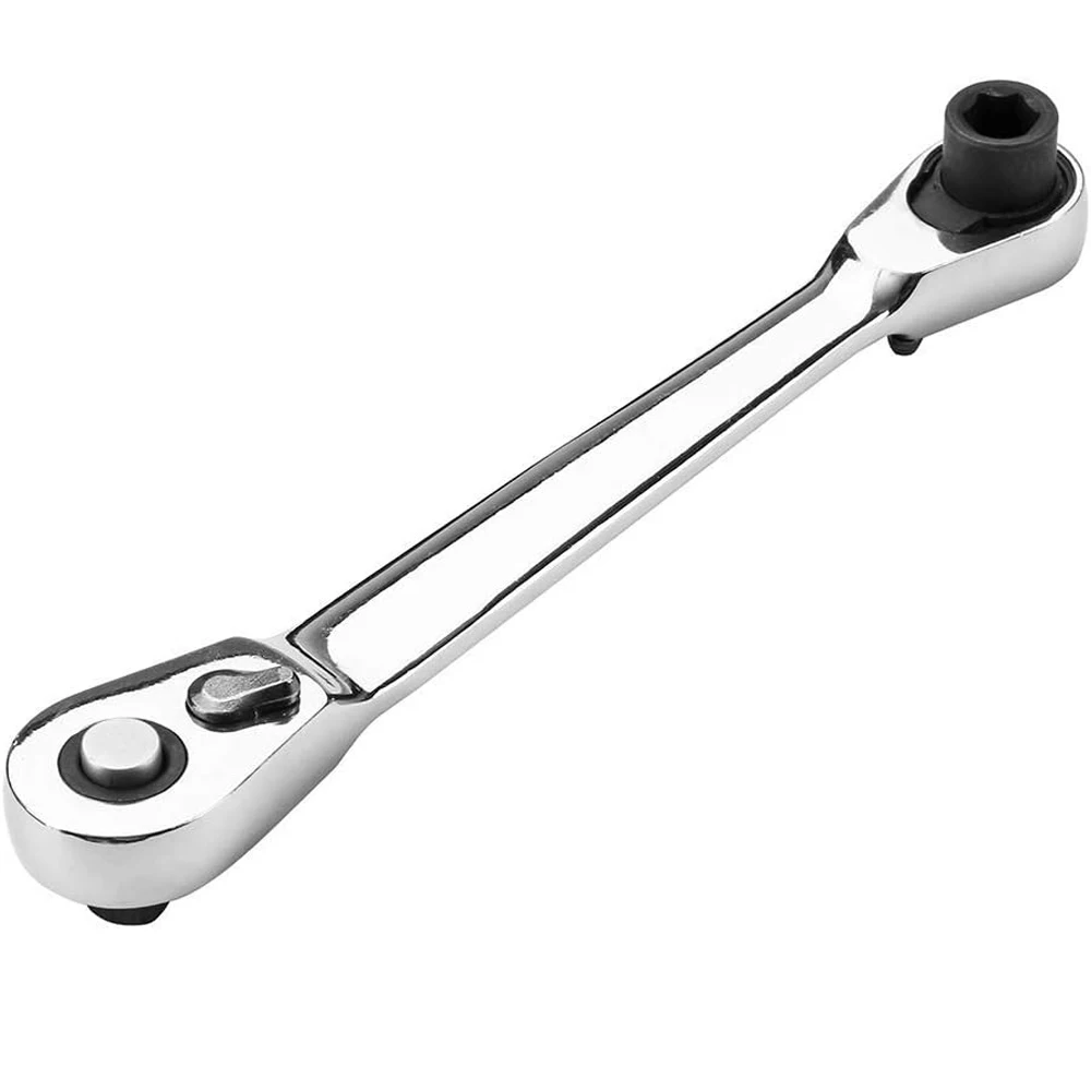2 in 1 Socket Ratchet Wrench Mini Double Head One Quarter Batch Head Screwdriver Handle 72 Teeth Fast Small Wrench