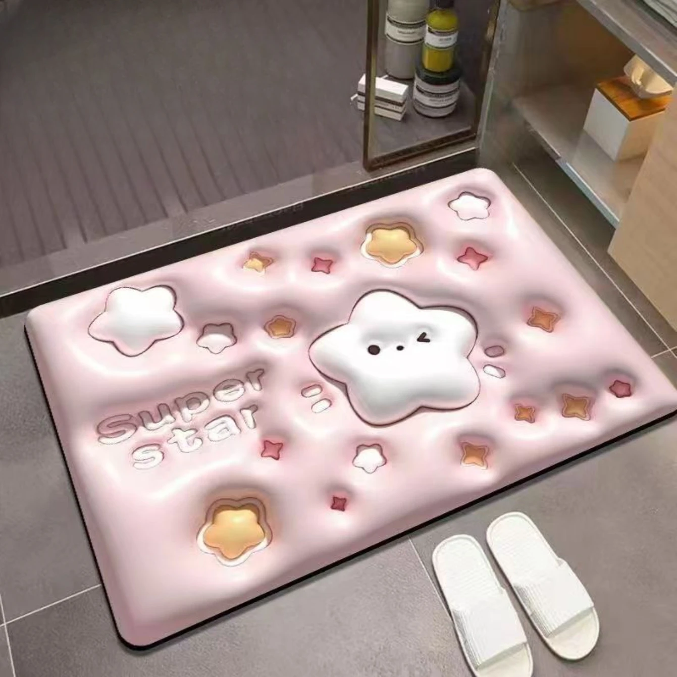 

3D Pattern Small Rug with Fast Water Absorption and Silica Gel Infused for Home Decoration