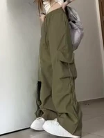 New Women Y2K Cargo Pants Fashion Casual High Waist Big Pockets Hip Hop Trousers Female Streetwear Drawstring Baggy Sweatpants - Image 5