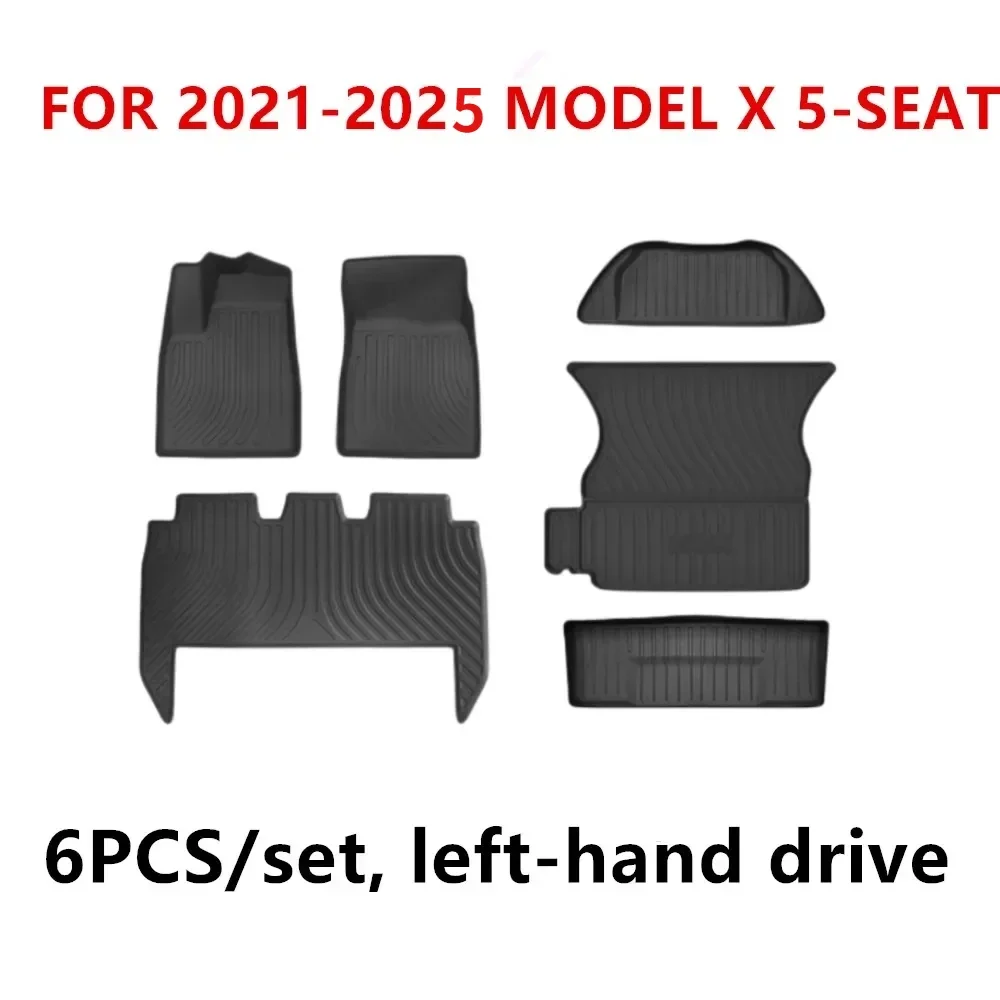 For Model X TPE Floor Mats Trunk Mats All Weather Front Rear Cargo Liner Mat Waterproof Anti-Slip Foot Pads Accessories car floor mats floor mats