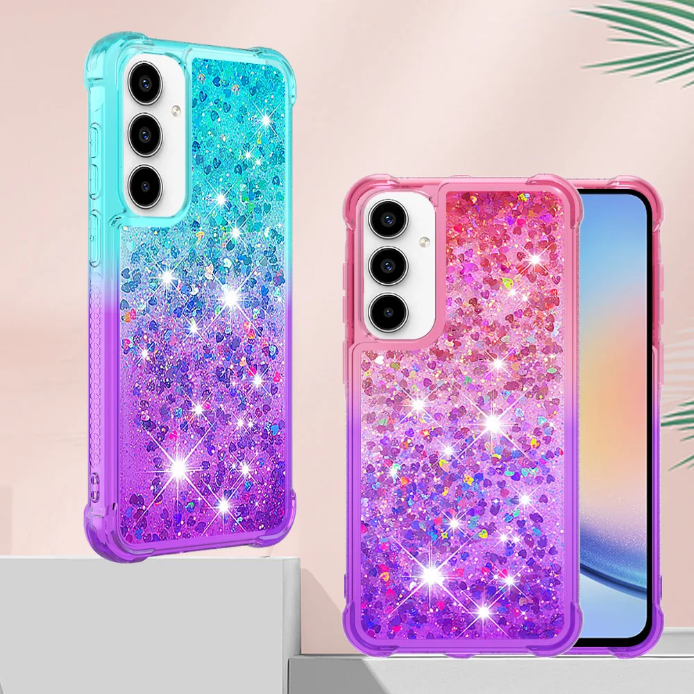 Per Samsung Galaxy A55 Custodia Luxury Dynamic Gradient Bling Glitter Antiurto Per Custodie Galaxy A55 Cover Posteriore Morbida Trasparente