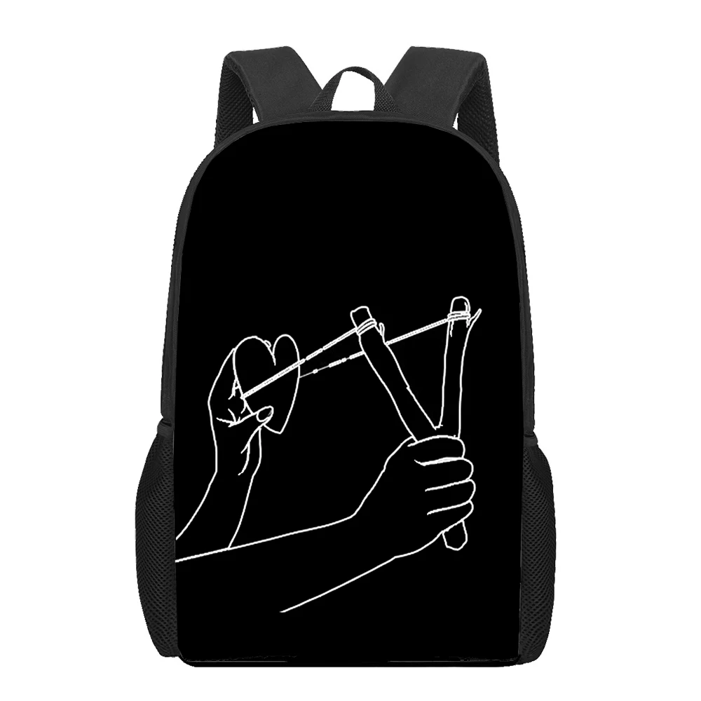 Black white art lineart girl 3D Printed Book Bag Men 16 Inch Backpack For Teen Boys Kindergarten Bagpack Children Mochila