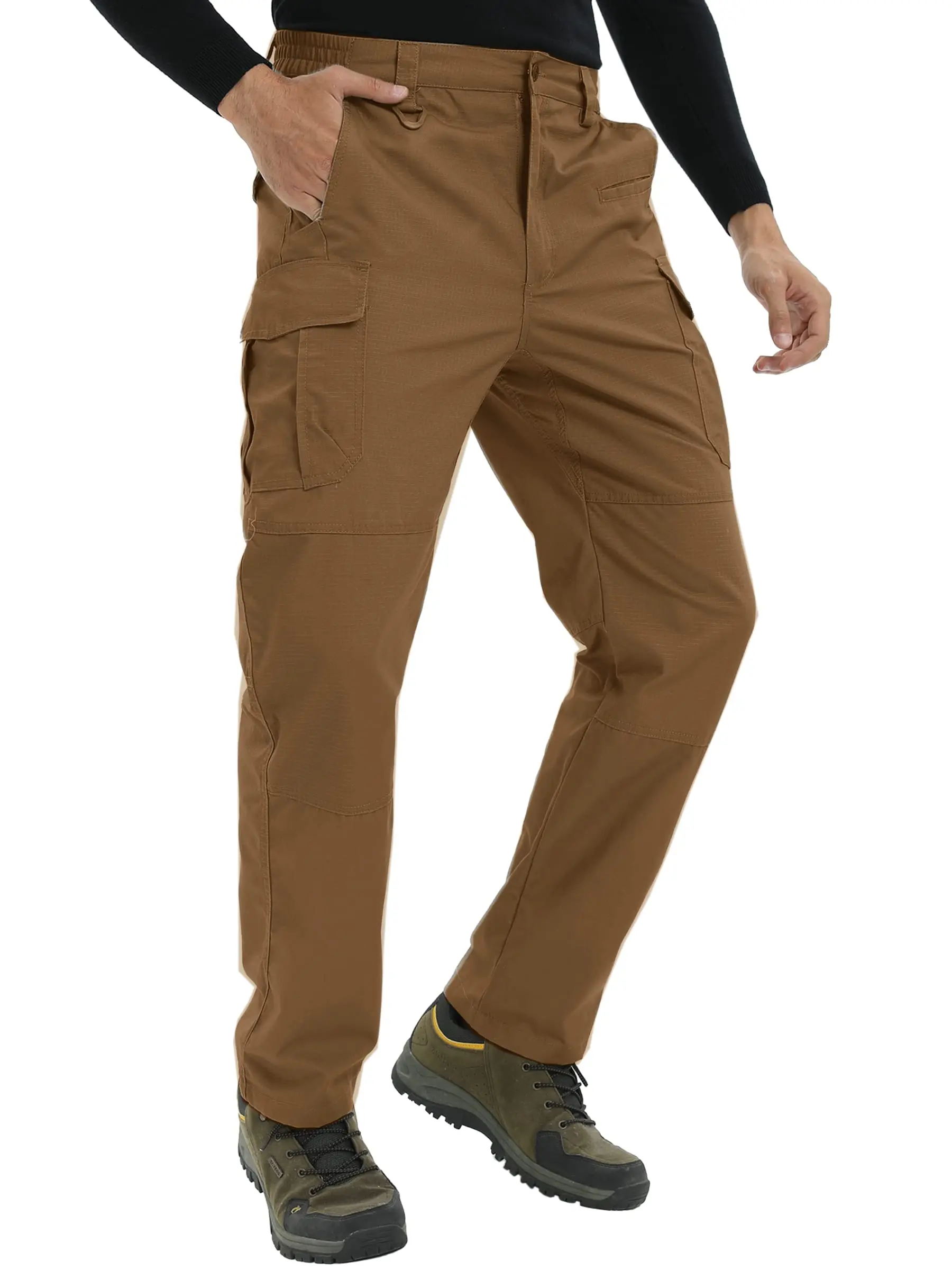 TACVASEN Cargo Work Pants With 9 Pockets Mens Safari Tactical Hiking Pants Outdoor Ripstop Overall Training