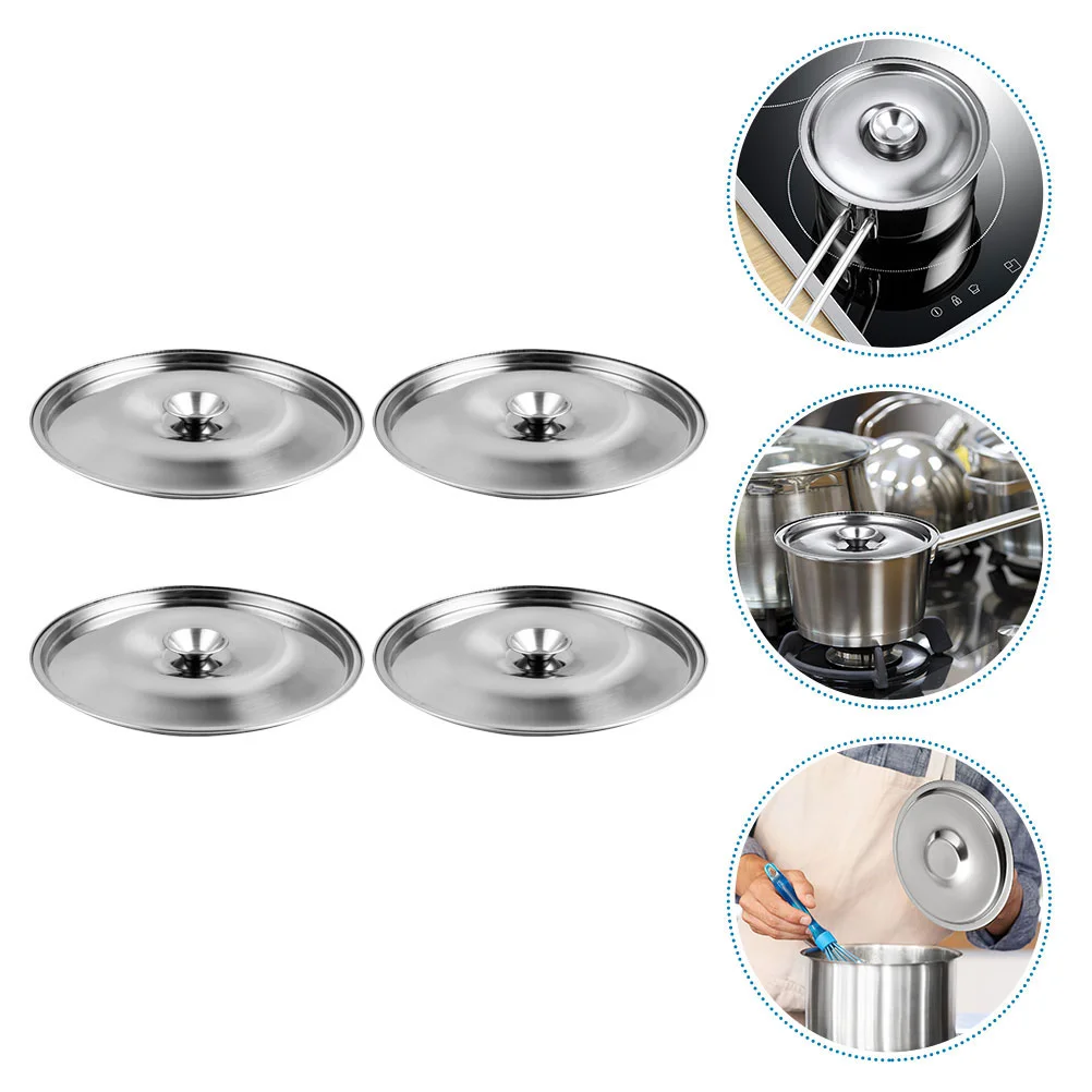 

4 Pcs Seasoning Pot Lids Stainless Steel Taste Cup Griddle Cover Kitchen Supplies