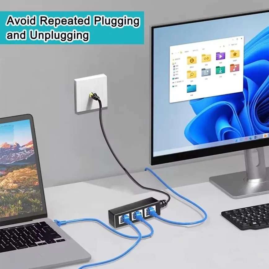 Multi-Port Ethernet Network Splitter & Adapter for High-Speed LAN Connections