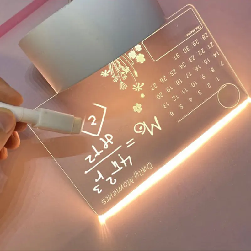 노트 보드 크리에이티브 삼색 조명 Led 야간 조명, 어린이 장식 야간 램프 USB 메시지 보드 휴일 라이트 펜 포함