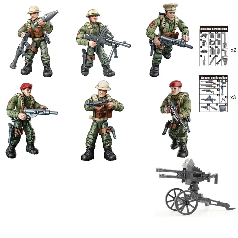 Assembled joint movable World War II soldier military model building block figurine sand table scene toy building blocks toys