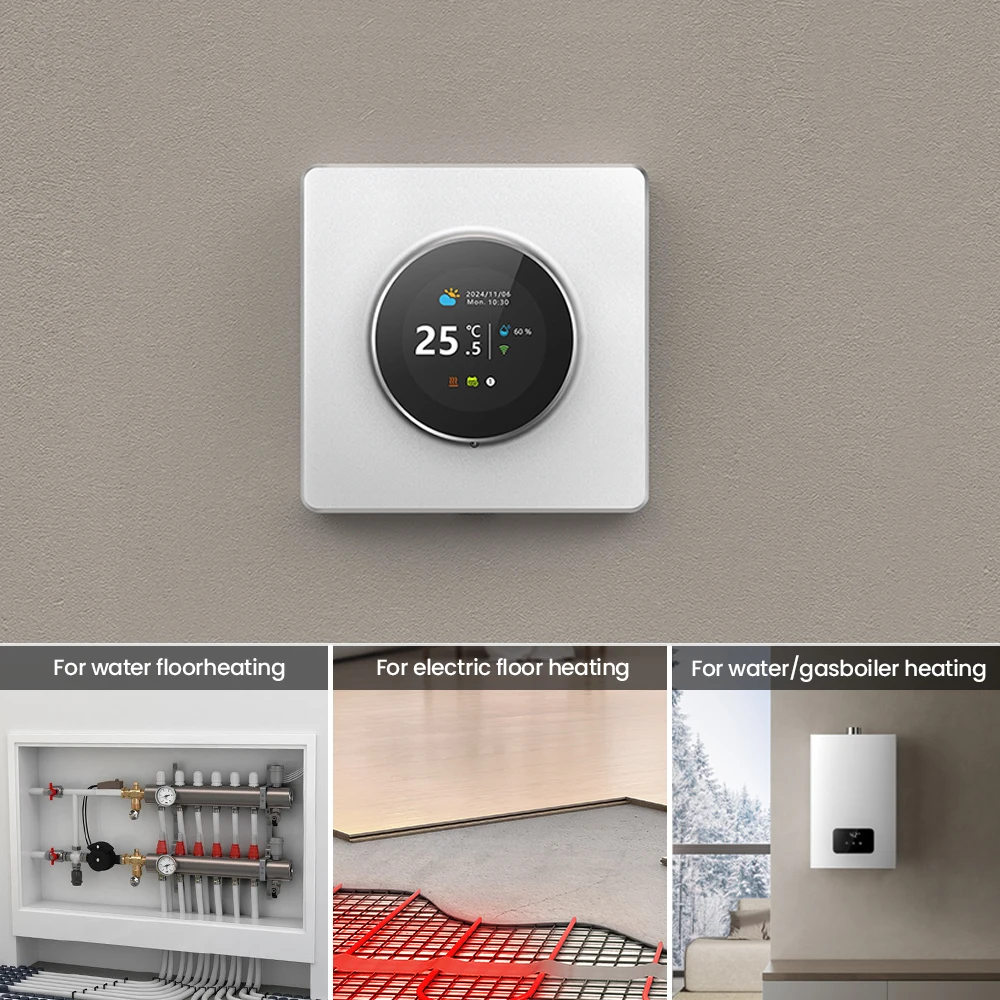 Smart Knob Thermostat, Multiple Scene Displays, Weekly Programming Mode, Work wi