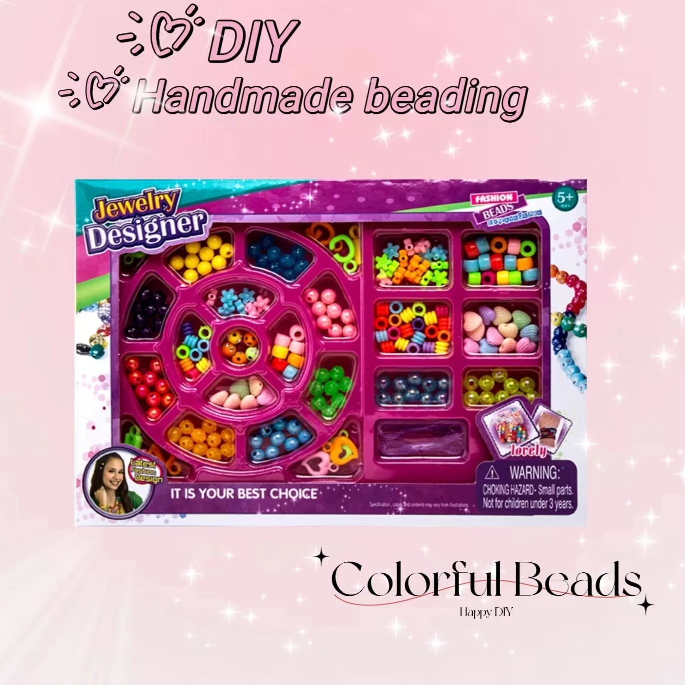 185pcs Charm Bracelet Making Kit Including Beads Chains, DIY Craft For Girls, Christmas birthday