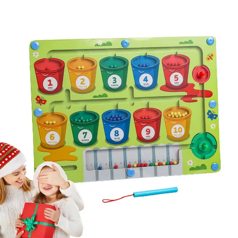 Magnetic Color And Number Maze Montessori Educational Toy Color Matching Counting Learning Toy Magnet Puzzle Board game for kids
