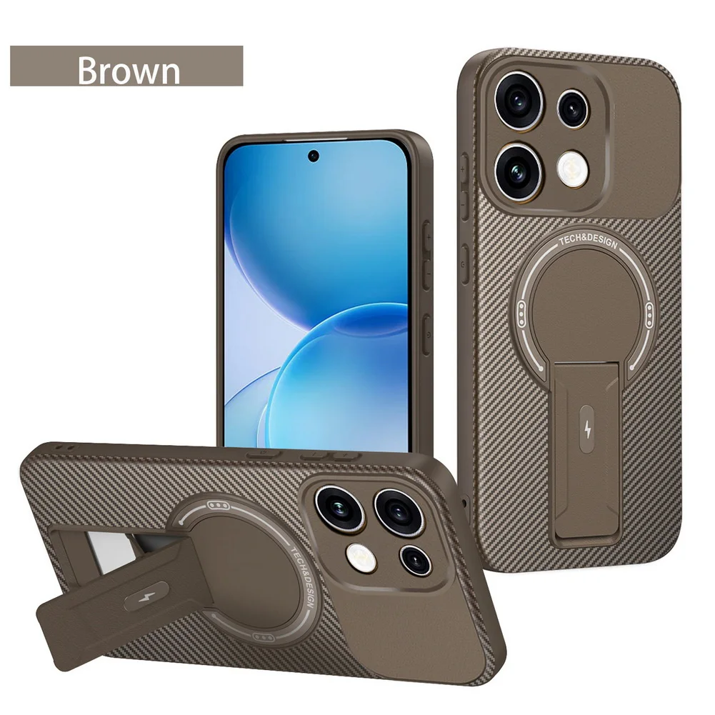 Carbon Fiber Invisible Stand Holder Magnetic Ring Protective Phone Case