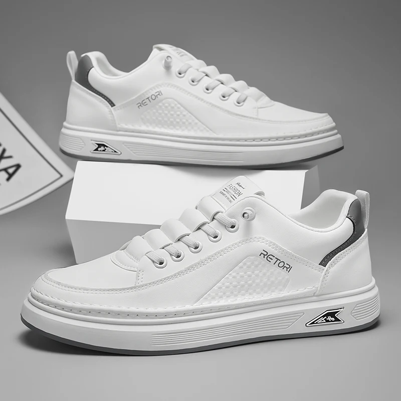 Men White Non Slip Mens Sneakers Soft Sole Rubber Man Breathable Trendy Skate Shoes New Casual Simplicity Shoes Skateboard