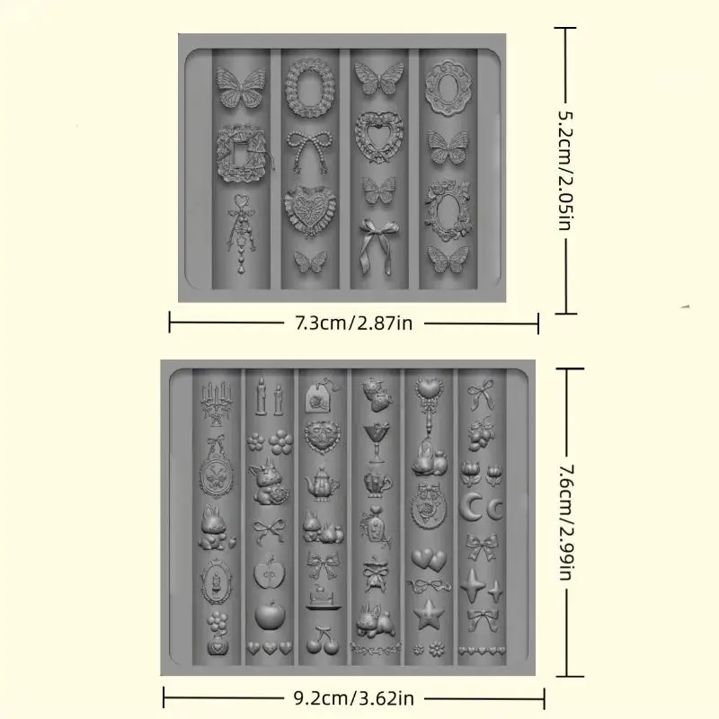 핫 네일 아트 실리콘 몰드 리본 하트 나비 토끼 3D 몰드 네일 아트 장식 DIY 디자인에 적합한 실리콘 네일 몰드