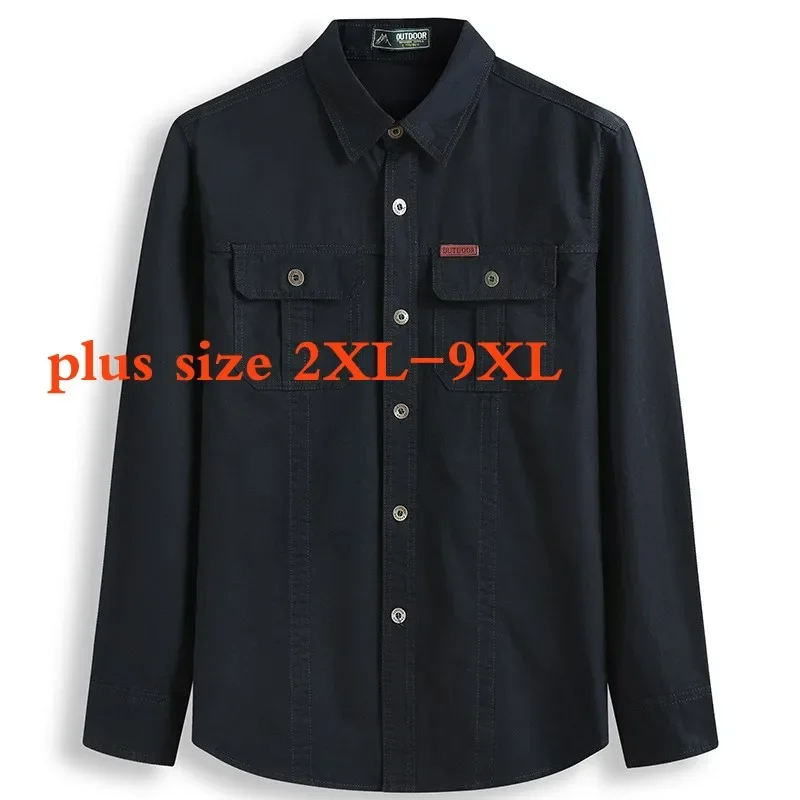 

New Arrival Fashion Suepr Large 100% Cotton Men Long Sleeved Single Breasted Casual Shirts Plus Size 2XL3XL4XL5XL6XL7XL8XL9XL