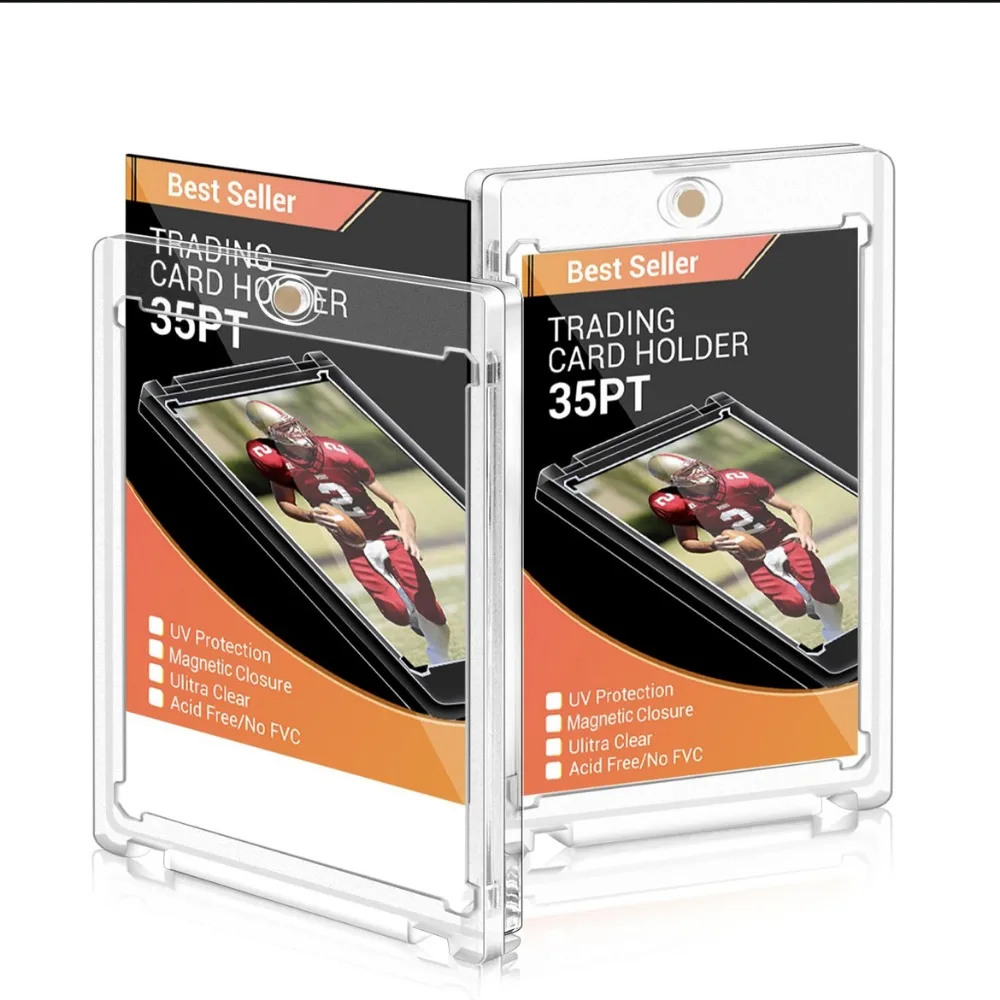 Card Holder Card Protector Idol Card Protector Card Display Stand Photo Card Holder 1/3/5/10Pcs 35PT Hard Magnetic Card Holder Kpop Idol Photo Cards Protector Sports Trading Card Holders Sleeves Display Case