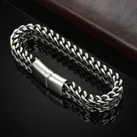 Stainless Steel Braided Double Row Front and Rear Fish Scale Alloy Magnetic Buckle Bracelet with Keel Jewelry New Model - Image 3