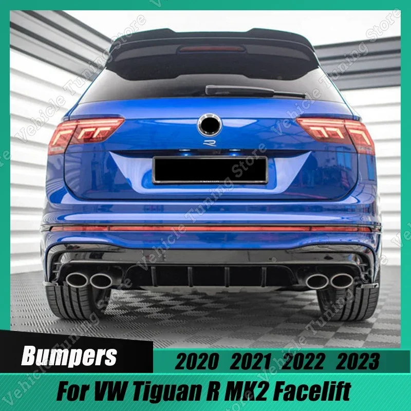 

Car Rear Bumper Lip Spoiler Chassis Diffuser Body Kits Tuning For Volkswagen Tiguan R MK2 Facelift 2020-2023 Gloss Black ABS