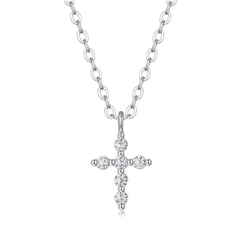 

N12316 Lefei Fashion Luxury Trend Fine Classic Moissanite 0.12ct Cross Necklace For Women 925 Sterling Silver Party Jewelry Gift