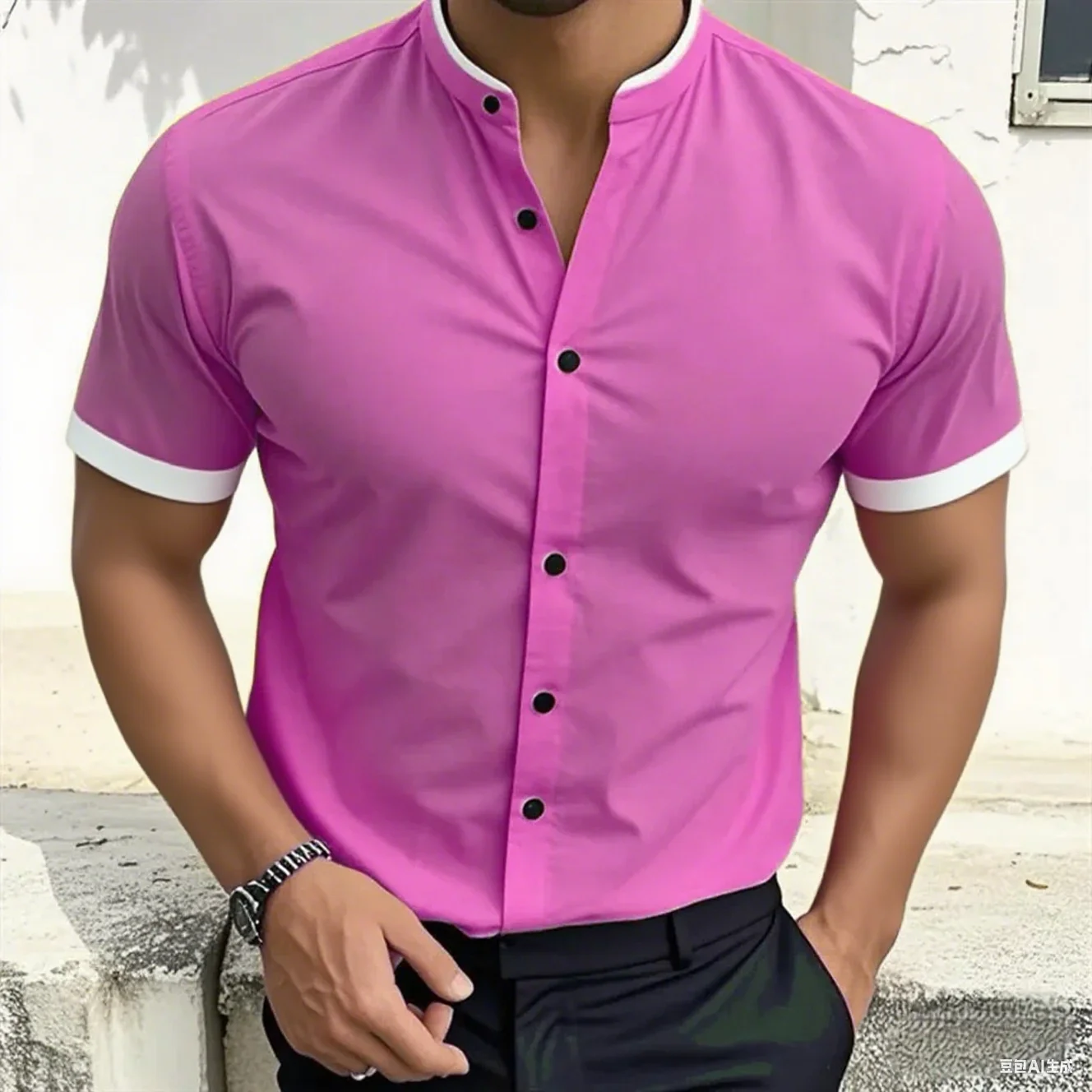 نمط جديد المألوف الرجال قصيرة الأكمام قميص ل سوبر عالية الرجال عارضة المؤسسة الاجتماعية قميص رسمي زائد حجم XS-5XL