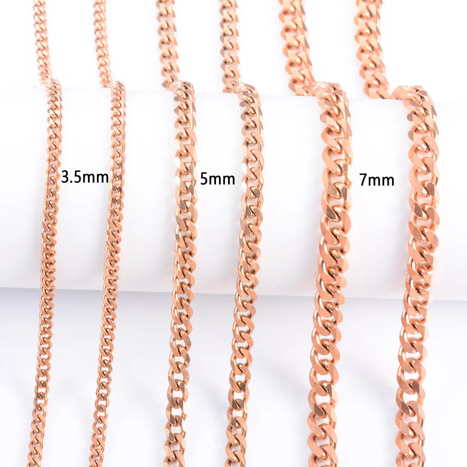Collana in acciaio inossidabile color oro rosa Catene di spessore multi stili Accessori per gioielli in metallo sul collo per donne e signore  36