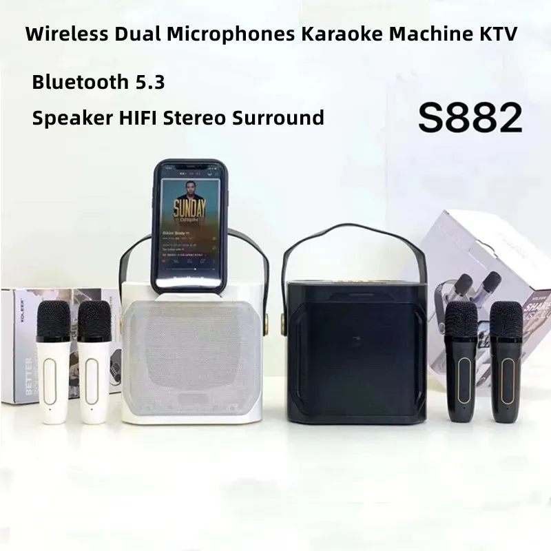 

50W Karaoke Bluetooth Speaker Portable Stereo Surround High Power Wireless with Dual Microphone Outdoor Party Bluetooth Player