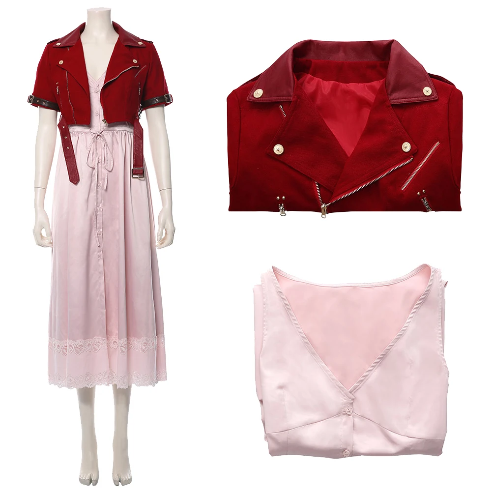 thumbnail image 1 of Traje de cosplay final Fantasy Aerith Gainsborough, disfraz de chaqueta, vestido, trajes para mujer, fiesta de Halloween, ropa de juego para damas, 1 of 5