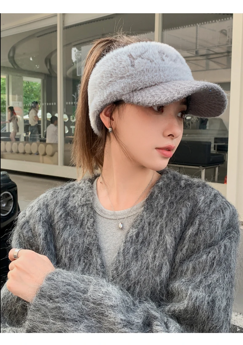 Nuovo elastico lavorato a maglia da donna con berretto caldo antivento da golf con linguetta d'anatra_voghion.com