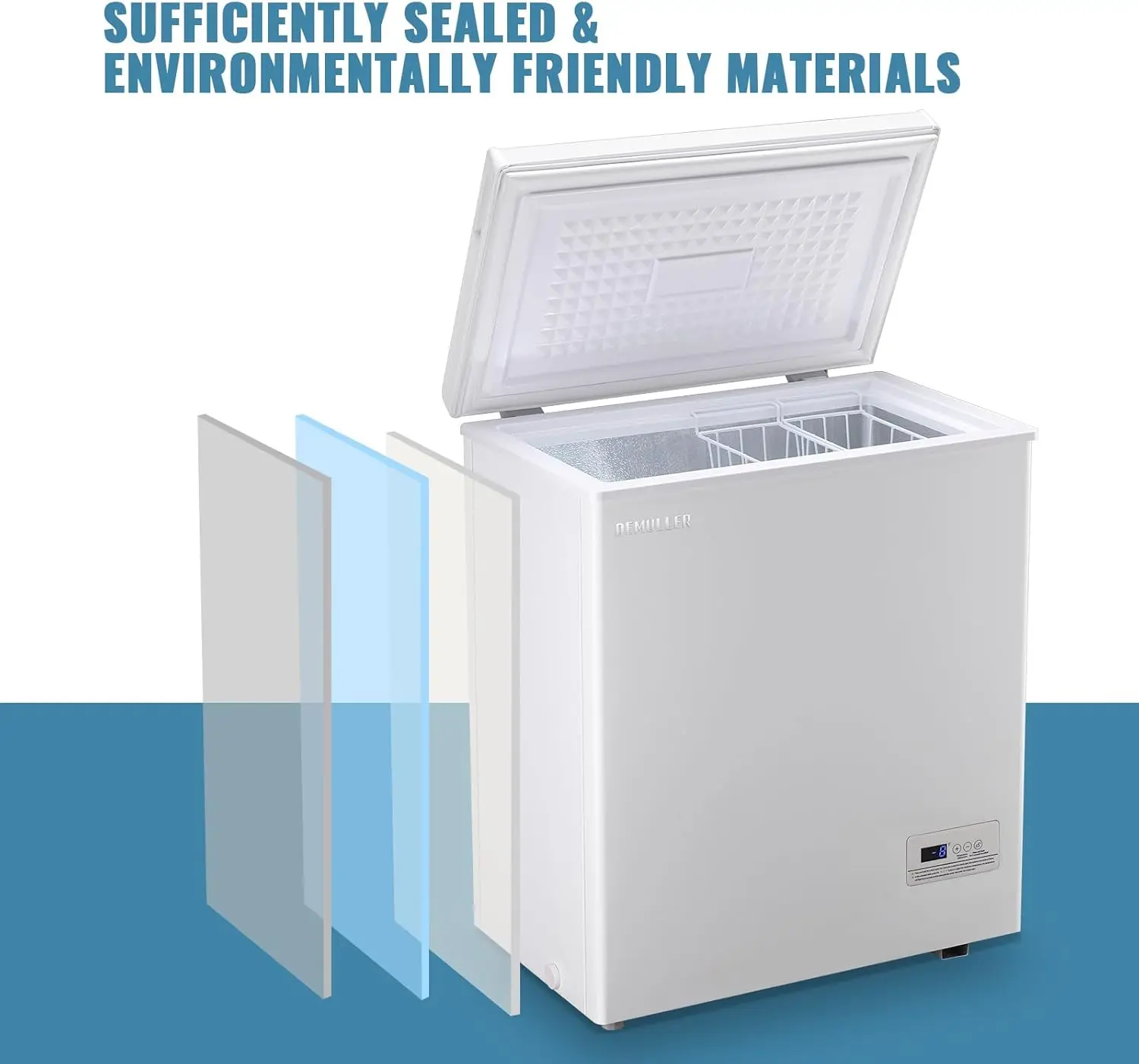 Freezer with Electronic Control 41℉ to -15 ℉Deep Freezer 4.0Cubic Feet Freestanding Small Freezers with 2Removable Stainless Ste 5