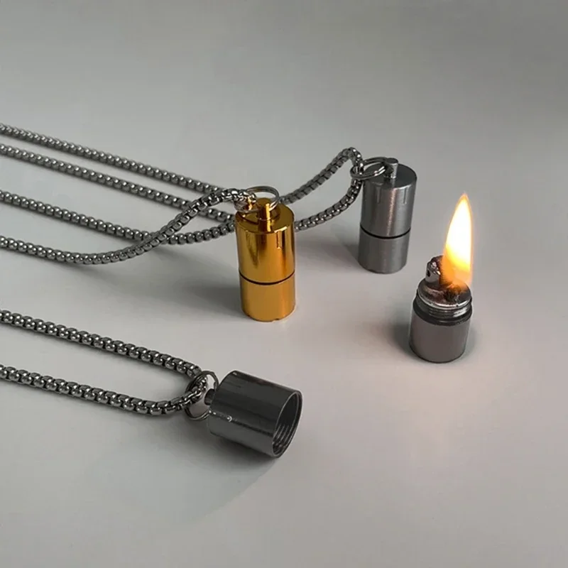 

Creative Mini Necklace and Lighter Inflatable Windproof Lighter Titanium Steel Pendant Chain for Men Cigarette Accessories