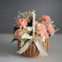 Woven Flower Basket Rattan Storage Basket Flower Girl Hand Basket Handmade Flower Basket For Home Wedding Decor 3