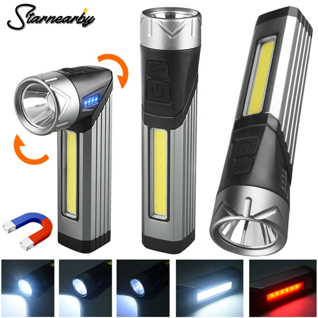 Lampe torche LED rechargeable puissante avec 600 lumens + tête rotative