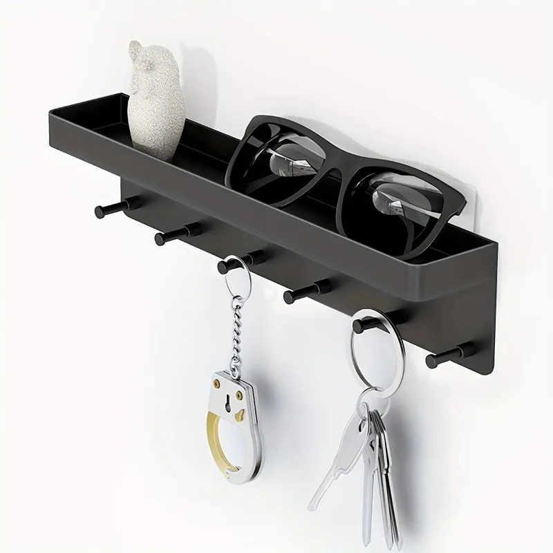 Wall-Mounted Key Holder & Organizer with Hooks