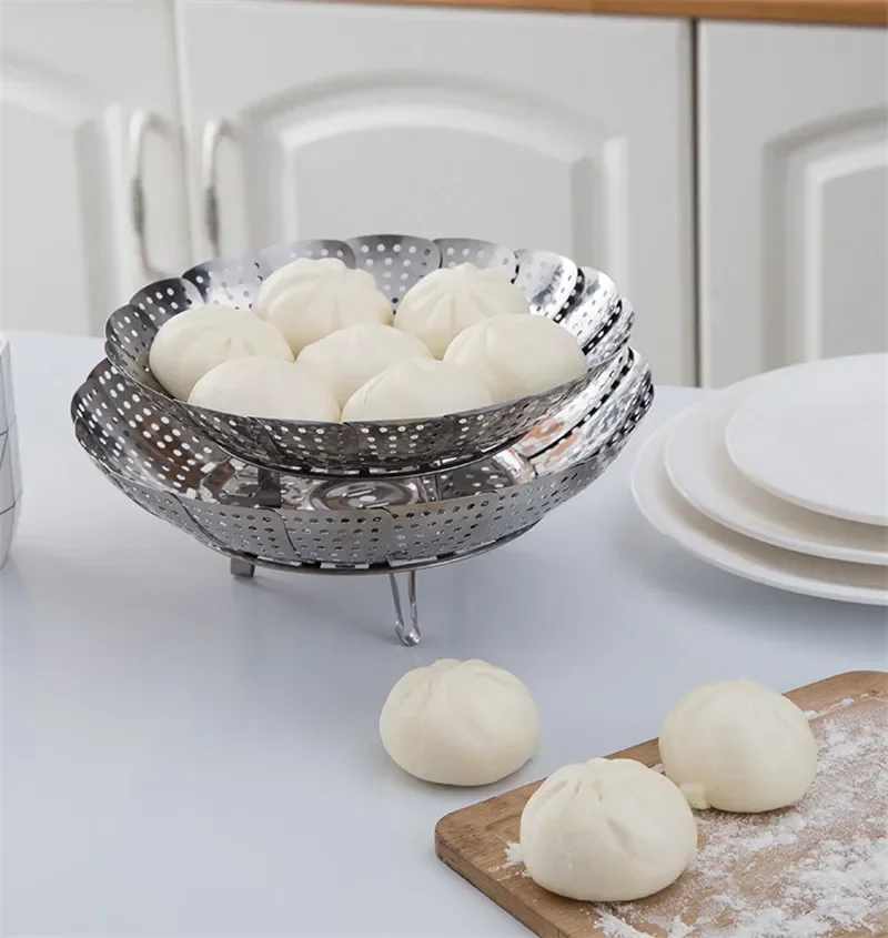 Folding Stainless Steel Steamer Basket Food Cooker
