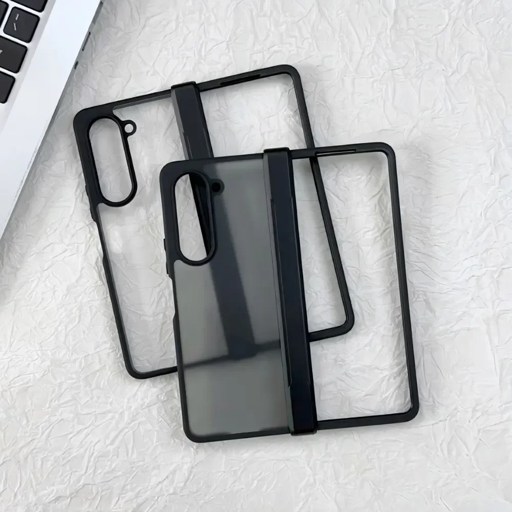For Samsung Galaxy Z Fold 5 4 Case Matte Skin Friendly Transparent Hinge All-inclusive Folding Shockproof Protective Soft Cover