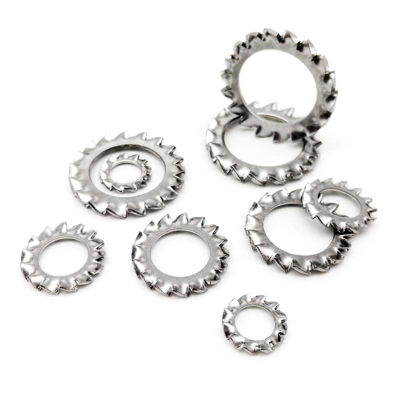 Stainless Steel Washers M2.5 M3 M4 M5 M6 M8 M10 M12 M14-M24 304 5/10/50pc External Toothed Serrated Lock Shakeproof Star Gasket stainless steel washers