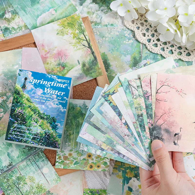Scrapbooking Material Four Seasons Landscape material paper 200 sheet Decor Diary Album Background paper junk journal supplies