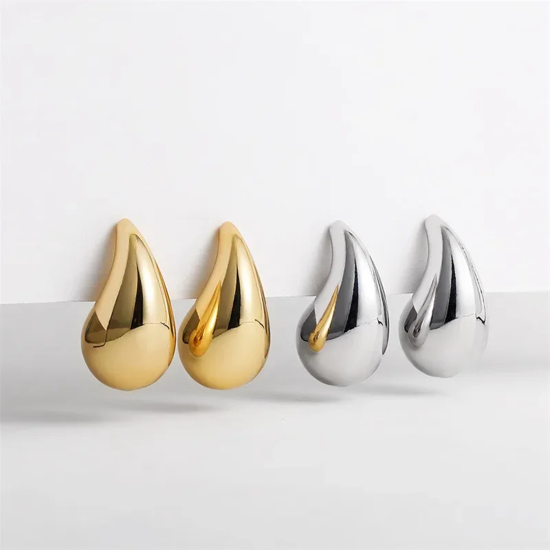 LATS Plate Gold Color Chunky Waterdrop Dupes Drop Earrings for Women Personality Glossy Teardrop Earring Jewelry Gift drop earrings,dome teardrop earrings
