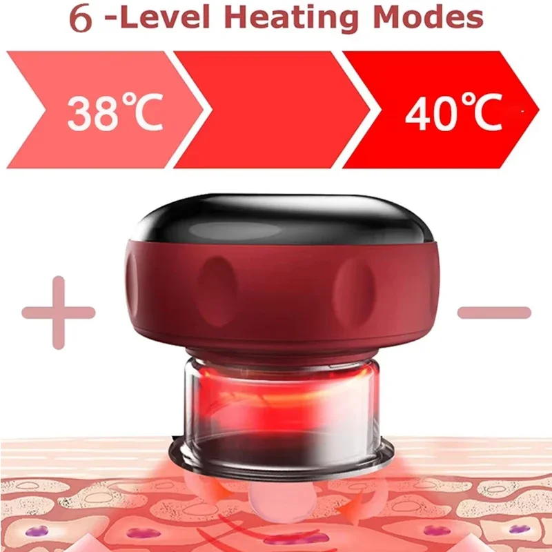 Body Scraping Massage Smart Electric Vacuum Cupping Heating Suction Cup Device Back Neck Arm Massger