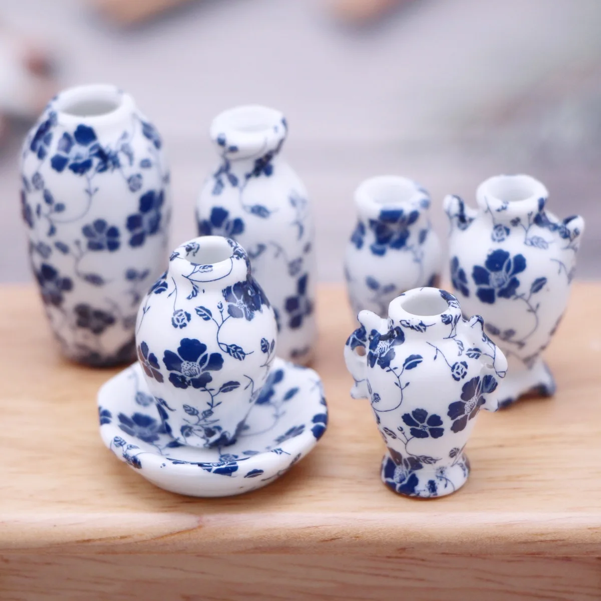 

7Pcs 1:12 Dollhouse Mini Ceramic Porcelain Vase Model Doll House Living Room Bedroom Miniatures Accessories Decoration