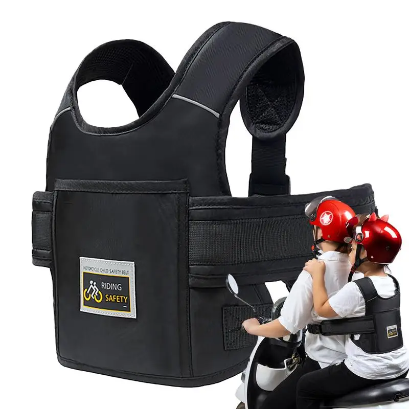 Child Safety Harness Adjustable Motorcycle Harness For Kids Electric Scooter Motorcycle Seat Belts With Safety Reflective Design child motorcycle bicycle safety seat belt strap harness adjustable easy folding reflective strip with storage bag