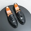 New Loafers for Men Patent Leather Stone Pattern Slip-On Round Toe Wedding Shoes for Men Size 38-44 Men Shoes 5