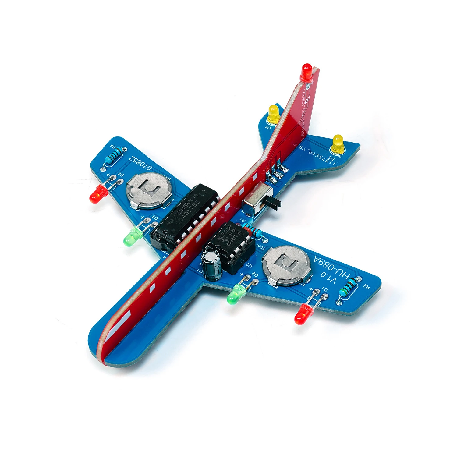 HU-089 LED 비행기 모델 DIY 키트 NE555 CD4017 회로 다색 조명 컴팩트 디자인 배터리 구동 전자제품 납땜