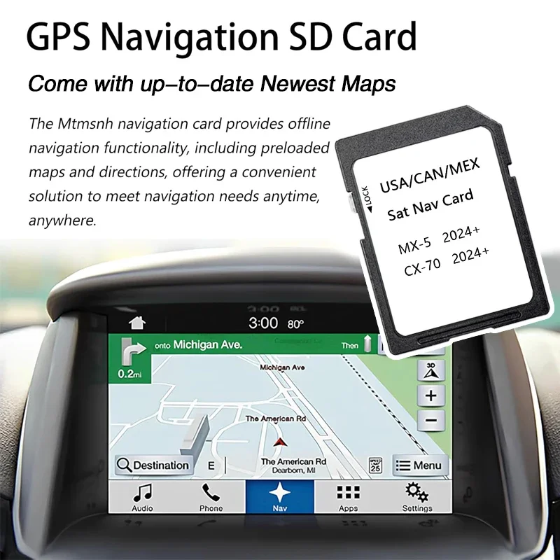 Version USA/CAN/MEX Maps Connect 1 system Navigation SD Card North America GPS 16GB for Mazda CX-70 MX-5 Car Sat Nav Update
