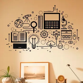 Calcomanía de vinilo con tecnología de computadora para pared, Pegatina autoadhesiva para Educación de ciencia, hogar, escuela, aula, decoración artística, murales 3R012