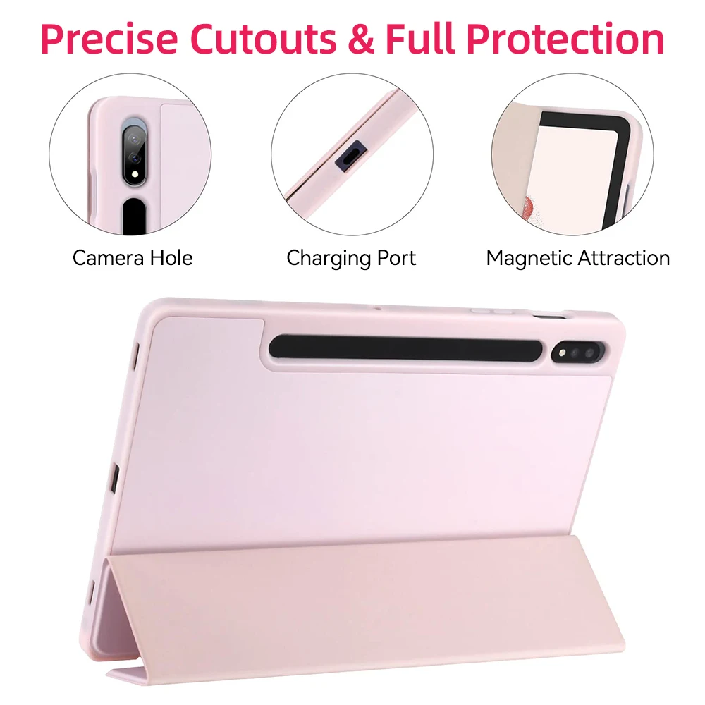 For Samsung Galaxy Tab Case For Tab S8 Ultra 14.6 S8 Plus S7 Plus S7 FE 12.4 S7 S8 11 S6 Lite 10.4 With Pen Slot Tablet Cover 5